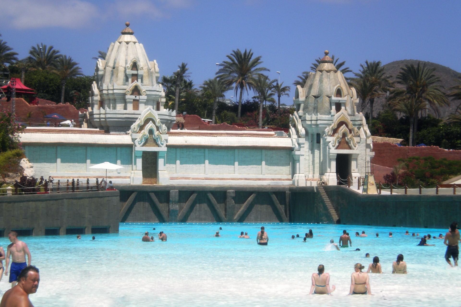 Relaxing beach area at Siam Park, Tenerife, providing a tranquil spot for visitors to unwind and enjoy the sun