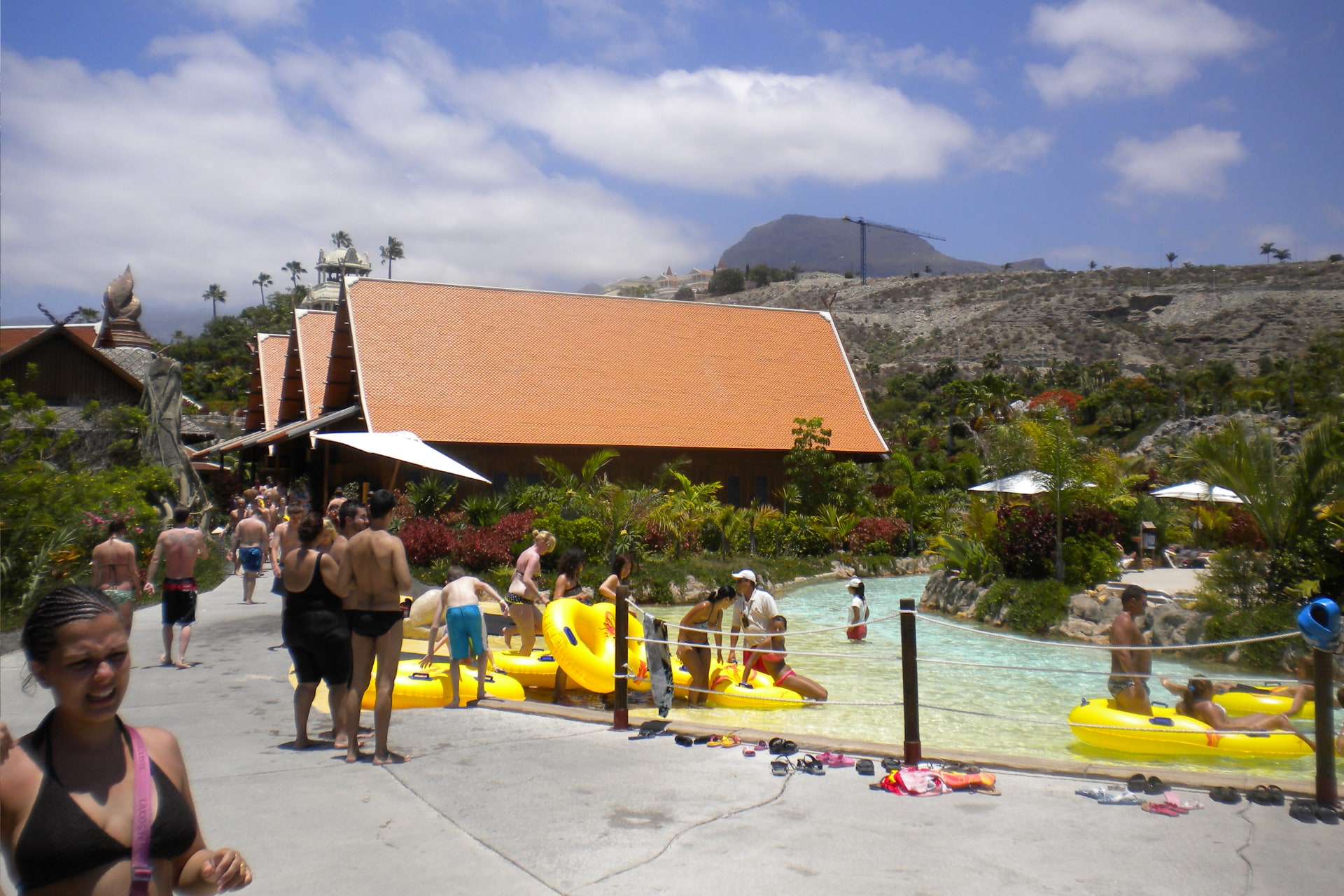 Starting point of the lazy river at Siam Park, Tenerife, offering a relaxing water ride