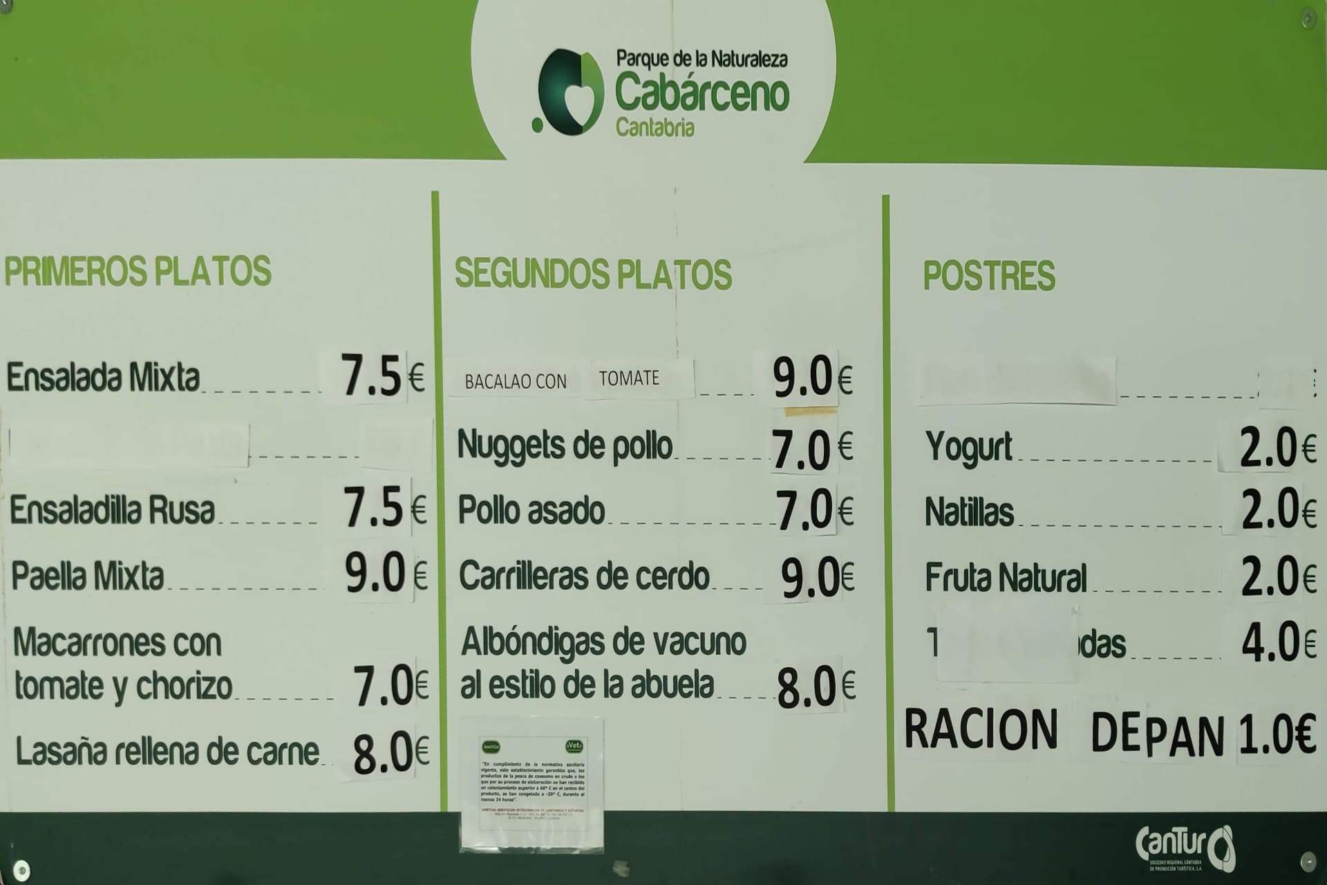 menu Cabárceno